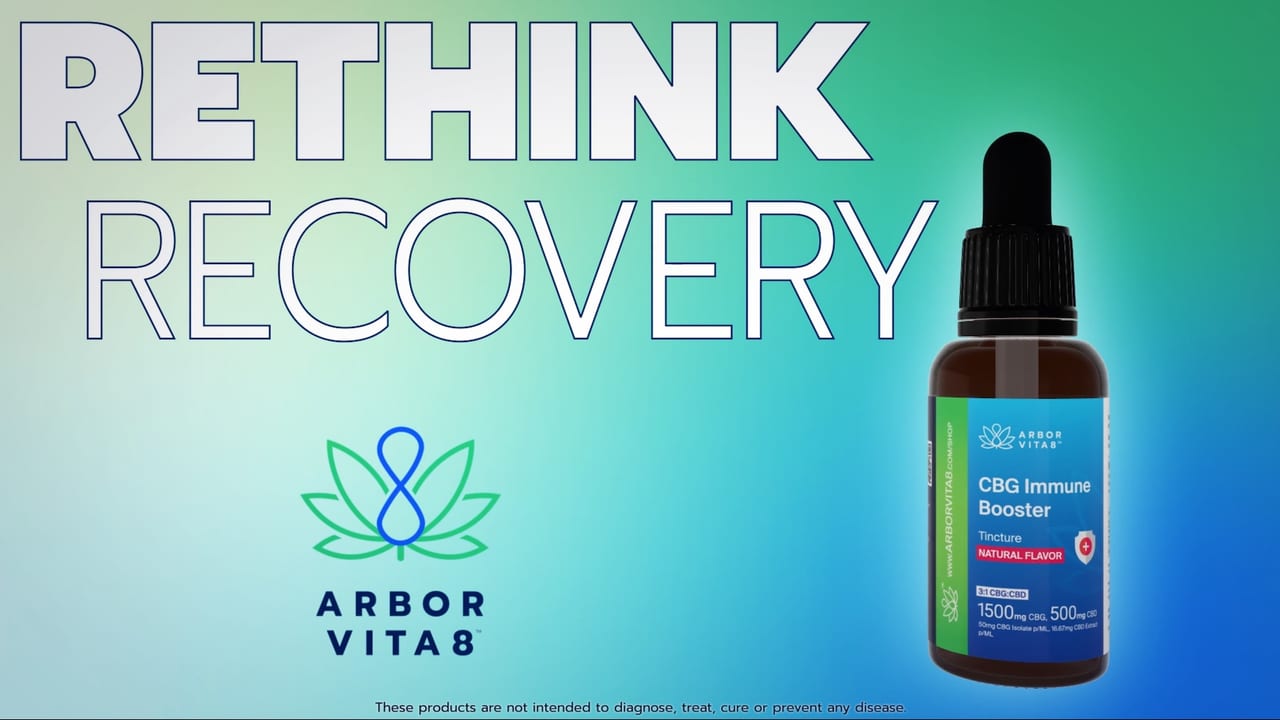 Arbor Vita8 | Full Spectrum CBG Immune Booster Tincture animation or motion graphics frame showing designed visual storytelling and production polish.