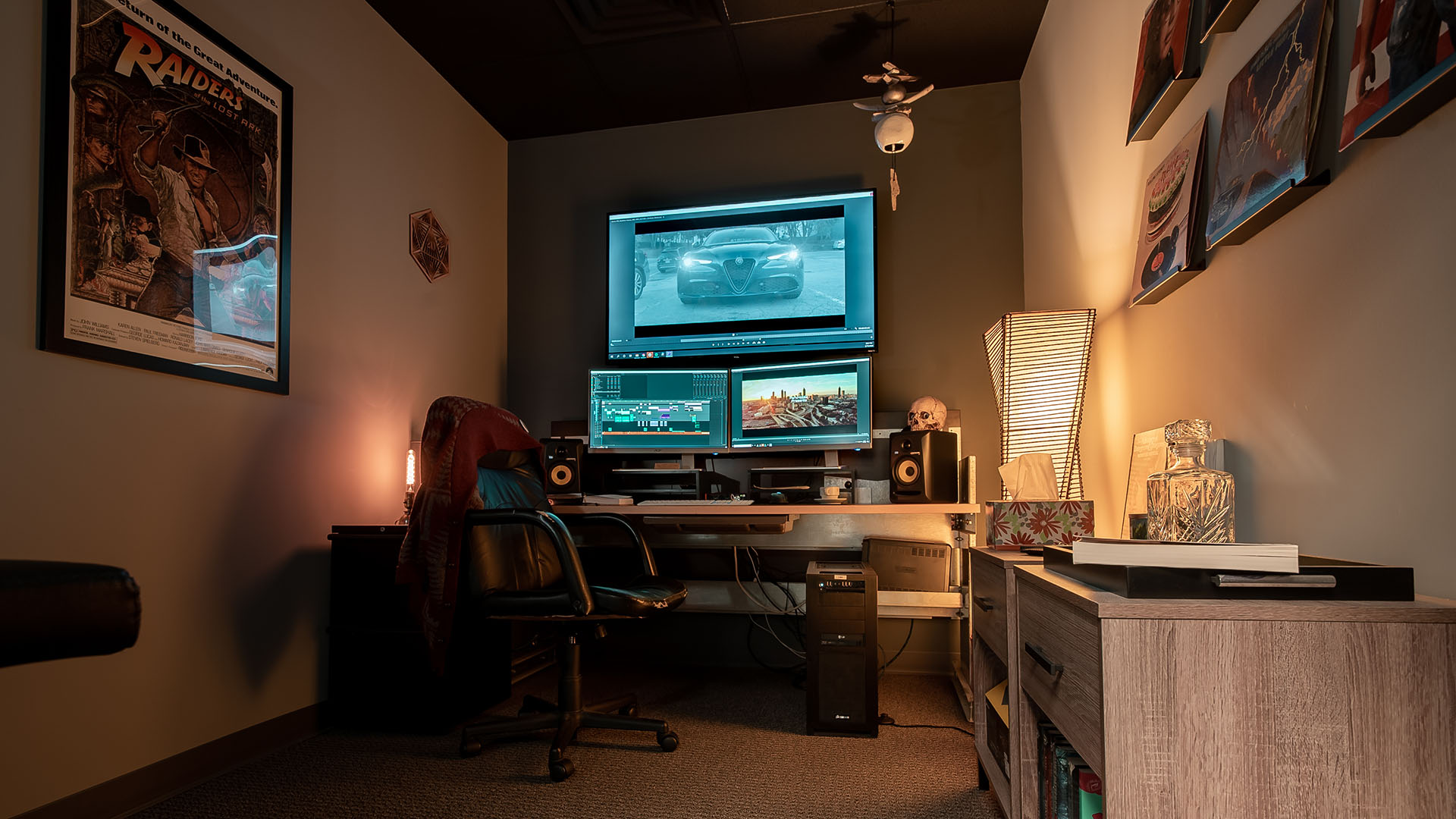 video editing room setup