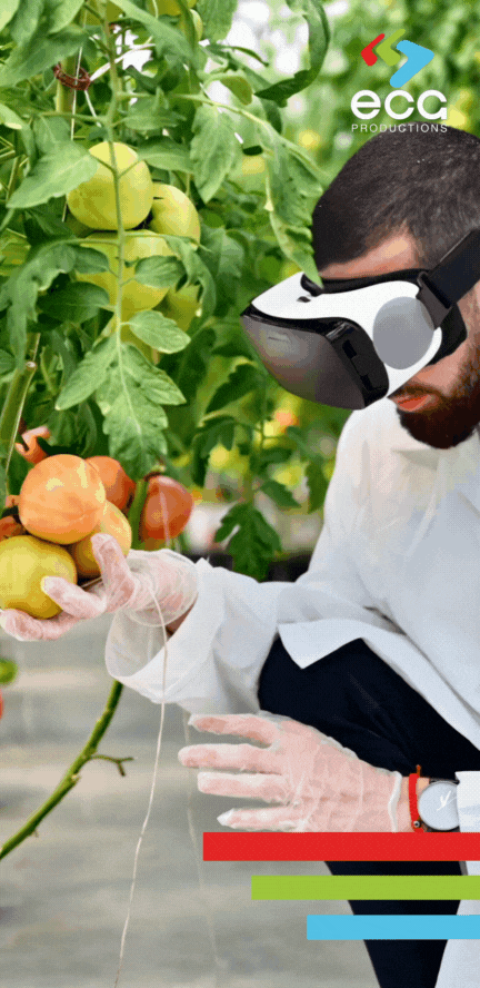 a botanist uses augmented reality to check the progress on his lab grown tomatoes in Atlanta, GA near the Battery