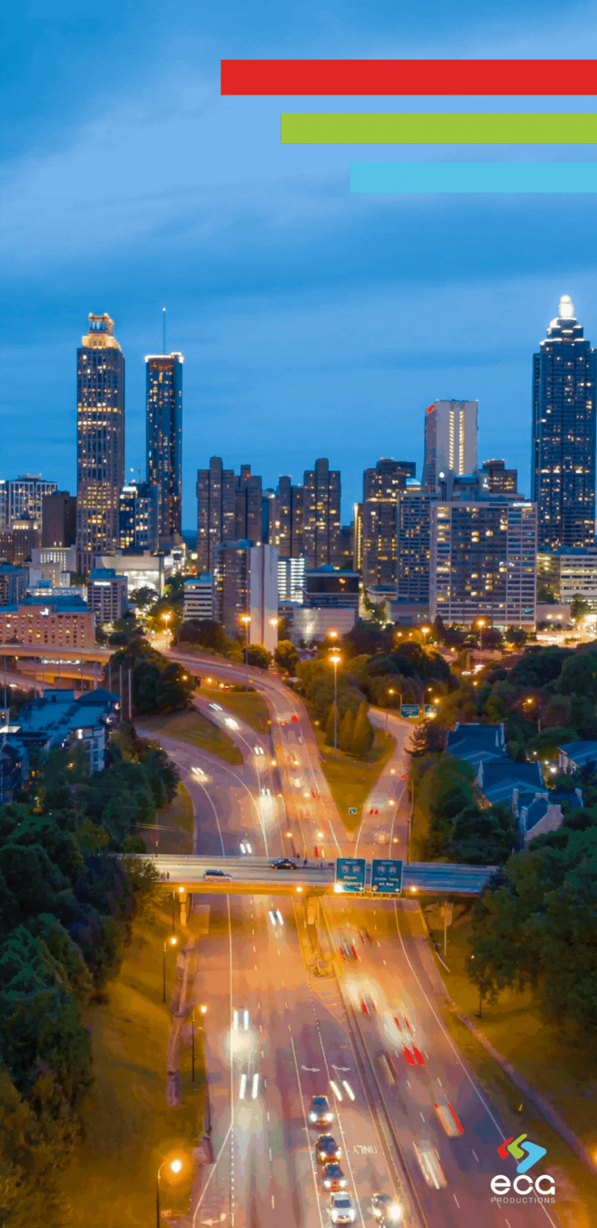 A timelapse drone shot of the iconic I-75 South highway leading into Atlanta, GA, showcasing the capabilities of drone video and aerial photography to capture dynamic cityscapes and movement over time.